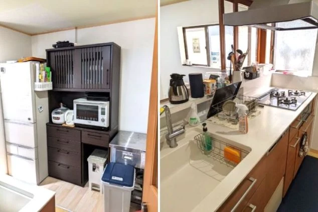 シェアタイプの寮にある、広々とした共同キッチン。調理器具や家電も充実しており、本格的な自炊が楽しめます。