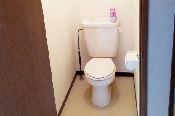 独立したスペースにある、清潔なリゾートバイト寮のトイレ。