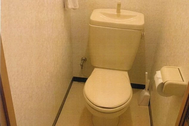 リゾートバイトの寮の個室トイレ。手洗い一体型のタンクで、コンパクトながらも清潔です。