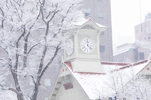 北海道定山渓にある二見吊橋の画像。緑豊かな木々に囲まれた川が流れ、その奥に赤い吊り橋が見える。リゾートバイトの休日に観光を楽しめる、自然の風景の画像。