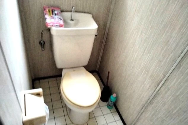 リゾートバイト寮の清潔なトイレの画像。ウォシュレット付きの便器で、快適な寮生活を送れる。