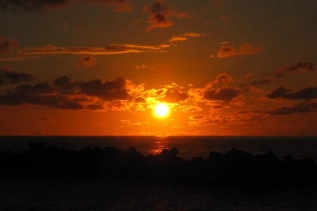 湯野浜の夕日。